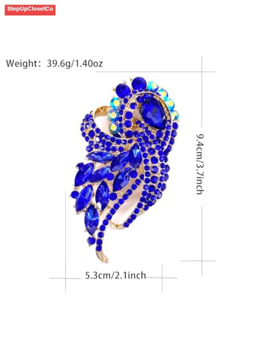 Vintage Crystal Flower Wing Brooch Elegant Pin for Women